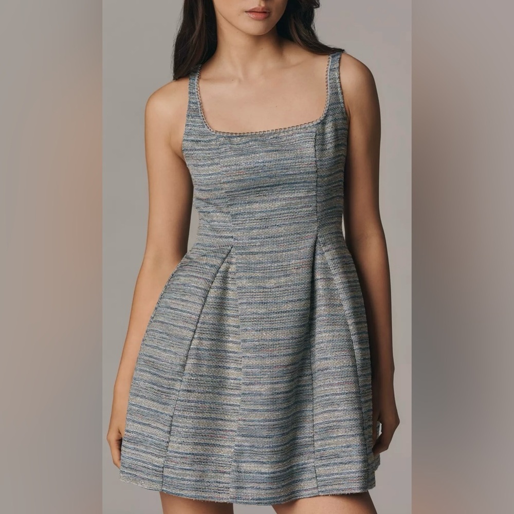 Maeve Square-Neck Tweed‎ Fit and Flare Mini Dress